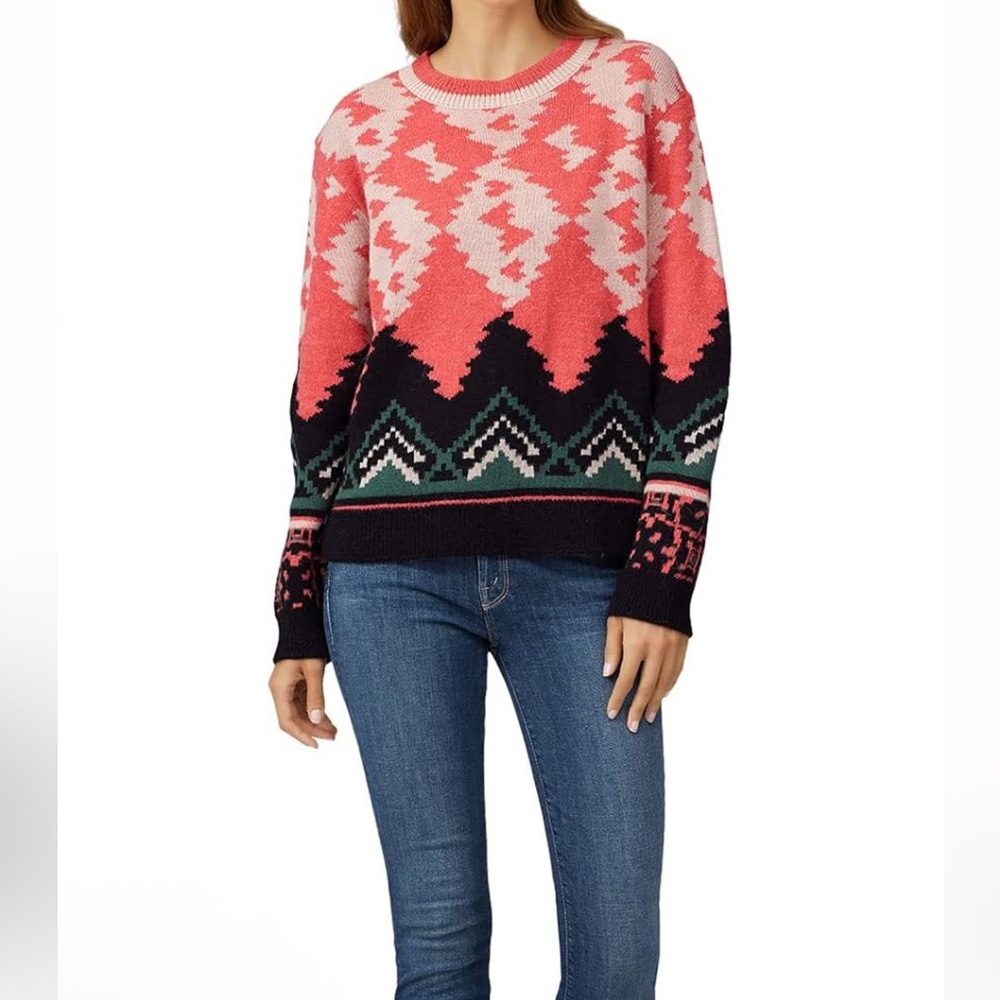 Geometric Patterned Sweater - Pink and Black Aldo Martin Anthropologie